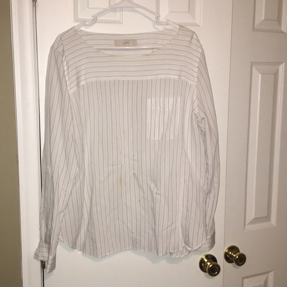Ann Taylor Loft Blue Stripped Top Size XL